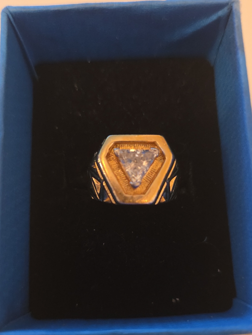 Gold Plated Triangle Statement Ring for men